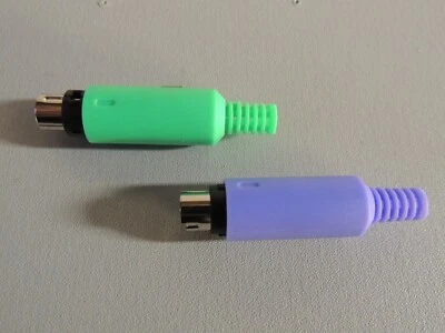 2 Pcs  Purple Green Replacement PS2 PS/2 Keyboard/Mouse Male Connectors - Image 1 of 2