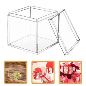 4pcs Clear Plastic Jewelry Box Acrylic Mini Storage Box with Lids Candy Cube - Picture 1 of 12
