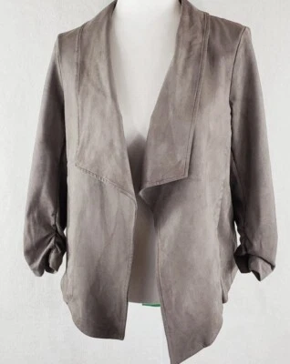 Abrigo Chaqueta Mujer Cascada Manga Larga Cuero Gamuza Imitación Alfani Talla Pequeña Foto 1 de 4