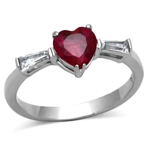 ANELLO: Anello in acciaio inox lucido (senza placcatura) con zirconi grado AAA in rubino - Foto 1 di 4