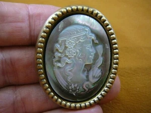 (C-1404) Pequeño Madreperla Vintage Dama Ovalado CAMEO Latón Pin Colgante - Imagen 1 de 1