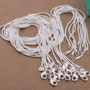 10PCS Wholesale 925 Sterling Solid Silver 1mm Snake Chain Necklace 16-30"