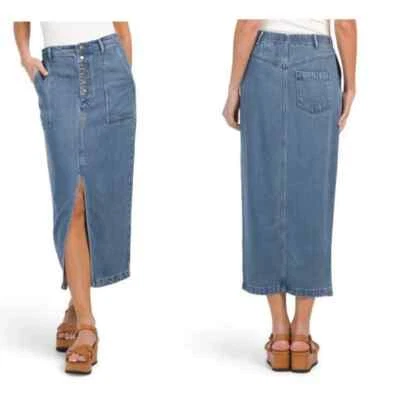 YFB Young Fabulous Broke Skirt Maxi Denim Button Fly Blue Size Med/Large EUC - Image 1 of 4