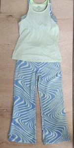 Athleta girl 2 piece lot - Green/Blue Shirt & flare yoga pants L/12 - Picture 1 of 3