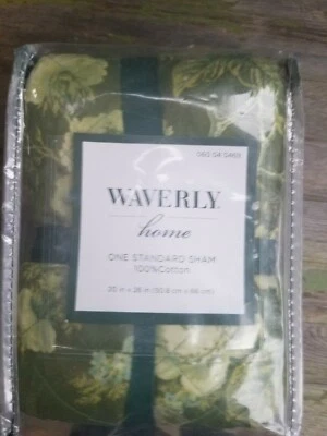 Una (1) almohada floral verde estándar Waverly Home falsa 100 % algodón nueva en paquete Foto 1 de 4