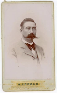 PHOTO CDV, Joseph à l'incroyable moustache pose pour LEROUX à ALGER Algérie - Imagen 1 de 2