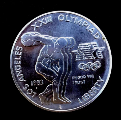 1983 s  $1  Proof Olympic Discus Commemorative Silver Dollar - U.S. Coins - Image 1 of 2