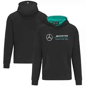 MERCEDES AMG, LOGO HOODED SWEATSHIRT 2022 , BLACK, OFFICIAL MERCHANDISE - Picture 1 of 3