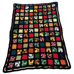 VTG Granny Square Afghan Crochet Blanket Colorful Alternate To ASO Gilmore Girls - Picture 1 of 10
