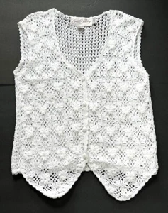 VINTAGE Jon Christy hand crocheted VEST Size LARGE - Picture 1 of 15