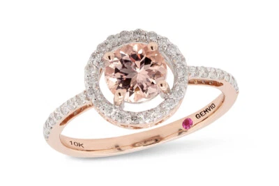 0.95 Cttw Natural Morganite Gemstone & Diamond Halo Engagement Ring i10K Gold - Image 1 of 4