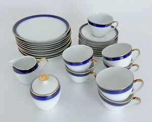 Arzberg Kaffeeservice Kobalt blau mit Goldrand, 27-teilig - Bild 1 von 4