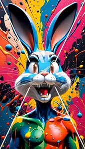 Bugs Bunny Splatter Original Portrait - Digital Image (Wallpaper) Background - Picture 1 of 3