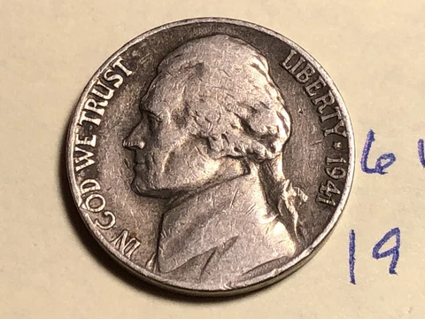 1941 Jefferson Nickel 5 CENTS 611N Cover