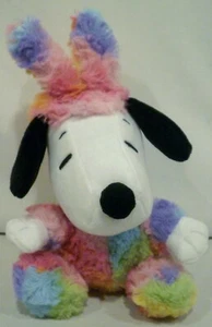 Hallmark Peanuts Snoopy Easter Tie Dye Rainbow Bunny Rabbit Plush - Picture 1 of 11