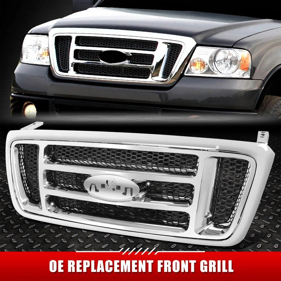 [Malla de panal] Para 07-08 Ford F-150 XLT con paquete cromado estilo OE parrilla delantera Foto 1 de 4