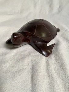 Hand Carved Polished Ironwood wood Carving Sea Turtle Figure Sculpture 7" long - Picture 1 of 8