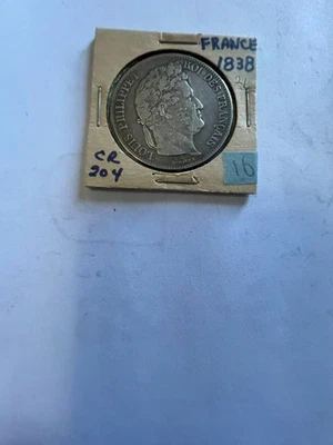 1838 France 5 Francs Silver Coin - Image 1 of 3