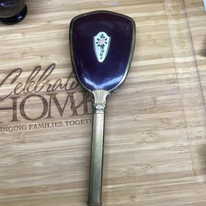 Antike Waschtischbürste weinrot/burgund mit floralem Akzent - Bild 1 von 11