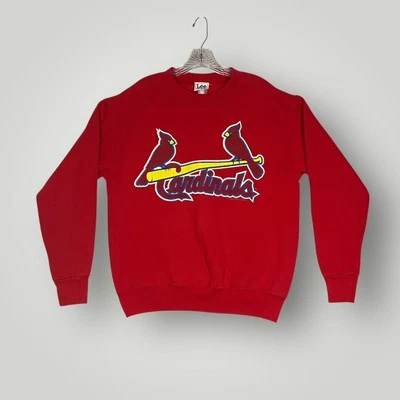 复古圣路易斯红雀队 MLB 棒球 LEE 运动圆领运动衫成人 Med — 第 1/4 张图片