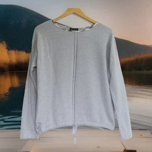 Barbour Long Sleeve Top Womens UK 10 Blue Grey Summer Tartan cotton Merino Blend - Picture 1 of 7