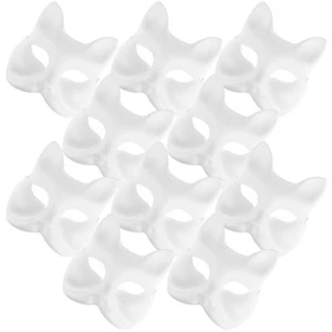 10 Pcs Hand Painted Pulp Masks Miss Elder Halloween Fox Diy Masquerade Blank - Afbeelding 1 van 12