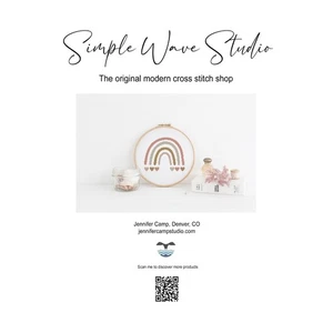 Boho Rainbow Heart Baby Nursery Counted Cross Stitch Kit - Picture 1 of 5
