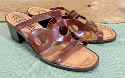 Sandálias de couro marrom Callisto of California tamanho 8 - salto boho chique anos 90 renascimento - Imagem 1 de 4
