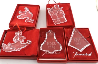 Lote de 5 Baccarat Cristal Navidad Adorno Caja Bolsa 1985 87 97 99 y 2000 Foto 1 de 4