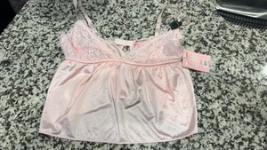 Juicy Couture Solid Satin Lace Sleeveless Shorty Pyjama Pink Cami Only - Bild 1 von 5
