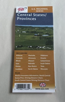 AAA Central States Provinces Paper Road Map 2002 Made in USA - Image 1 of 3