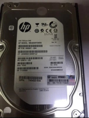 Fit HP 4TB SAS SC HDD 7.2K 6GB 3.5" 695842-001 695510-B21 695507-001 - Image 1 of 3
