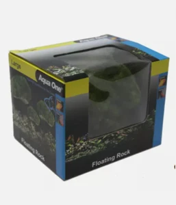 AQUA ONE ORNAMENT FLOATING LAVA STONE & MOSS ROCK - MEDIUM 11x9x8cm #EC - Picture 1 of 2