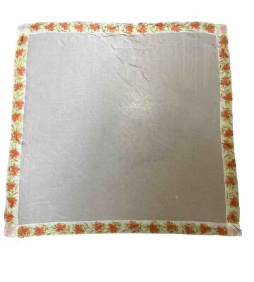 Raro 1960 100% Rayón 26” X 26” Hecho en Japón Coral Flor Borde Bufanda Hoja Foto 1 de 4