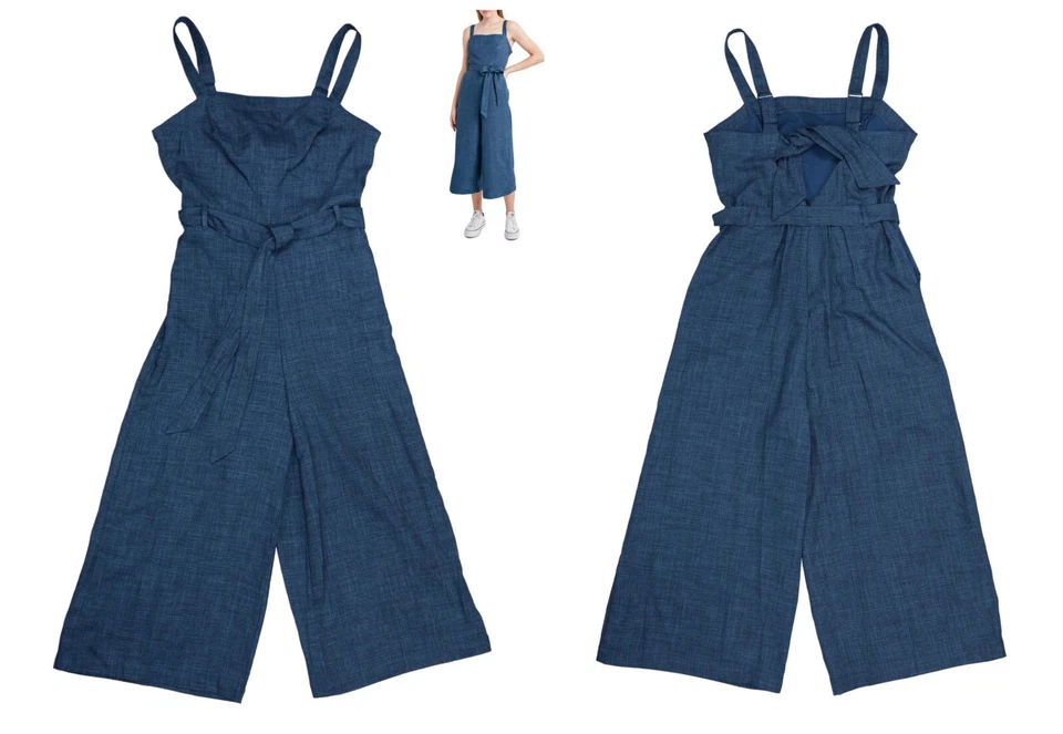 Mono para mujer BCBGeneration pierna ancha con cinturón talla 2 nuevo con etiquetas azul denim Foto 1 de 1