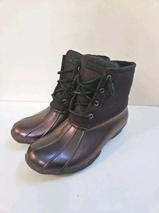 SPERRY Metallic Grape Waterproof Rubber Duck Boots Womens Sz 7 - Picture 1 of 6