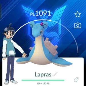 Pokemon GO 💧 White Lapras Accessory ❄️ Team Mystic Background - Trade - Picture 1 of 1