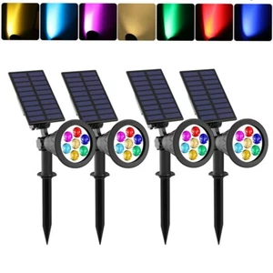 4Pcs Solar Landscape Spotlights Color Changing Christmas Spot Lights Outdoor US - Picture 1 of 14