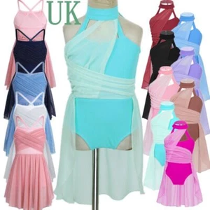 UK Girls Lyrical Ballet Dance Dress Gymnastics Leotard Modern Dancewear Costume - Picture 1 of 107