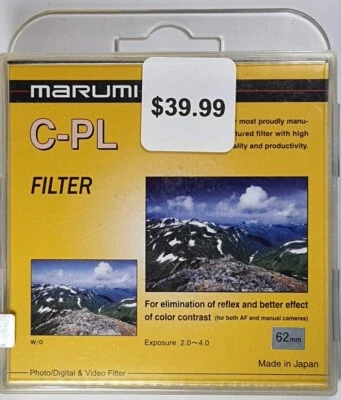 Marumi 62mm Circular Polarizer CPL Glass Lens Filter Japan P-CL 62 mm E-62 E62 - Image 1 of 4