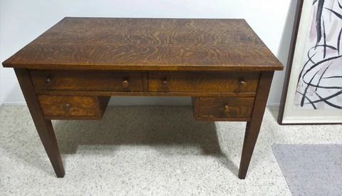 ARTS & CRAFTS MISSION QUARTER SAWN OAK DESK 28 x 30 x 46" Cover