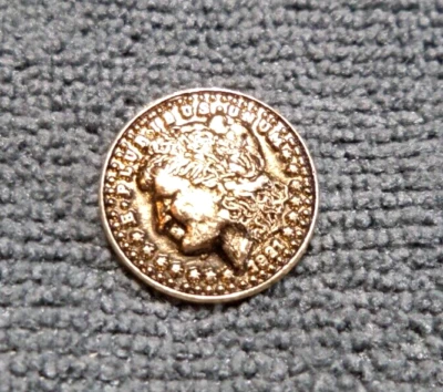 Vintage Antique Metal Picture Button LADY CAMEO HEAD - Image 1 of 4