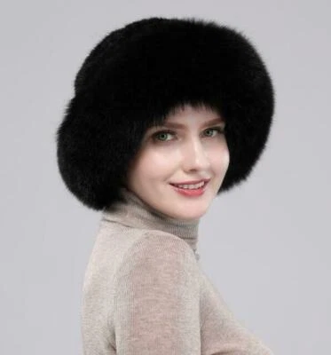 Sombrero de piel de visón real para mujer Sombrero completo de piel de visón Gorra cálida Sombrero de cubo Foto 1 de 4