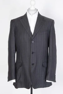 Z Zegna Striped Linen Blazer Classic 52R Grey T Jacket - Picture 1 of 7