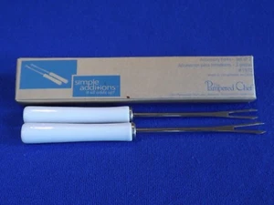 PAMPERED CHEF ACCESSORY FORKS SET OF 2 NIB WHITE HANDLES #1970 - Picture 1 of 2