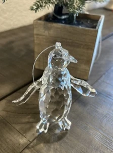 Clear Acrylic Penguin Ornament Ice Sculpture Look 4 Inches - Picture 1 of 5