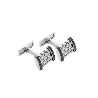 2Ct Round Cut Lab Created Black Diamond Men's Cufflinks in 14K White Gold Plated - Image 1 of 4