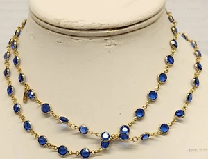 VTG Swarovski Crystal Open Bezel, Made USA Blue Drops of Light Single Strand 32” - Picture 1 of 4