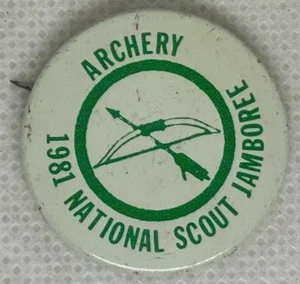 BSA  1981 NATIONAL SCOUT JAMBOREE  ARCHERY  1 " PIN - Picture 1 of 2