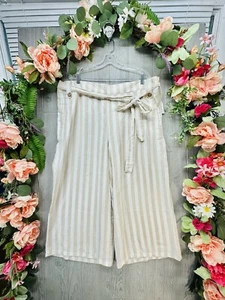 French Laundry Pants Size 3X Women’s Plus NEW With Tags Stripped Wide Leg Crop - Picture 1 of 14